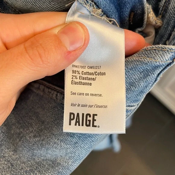 PAIGE Nellie Denim Raw Hem Overalls in Clarkson Wash, size 26